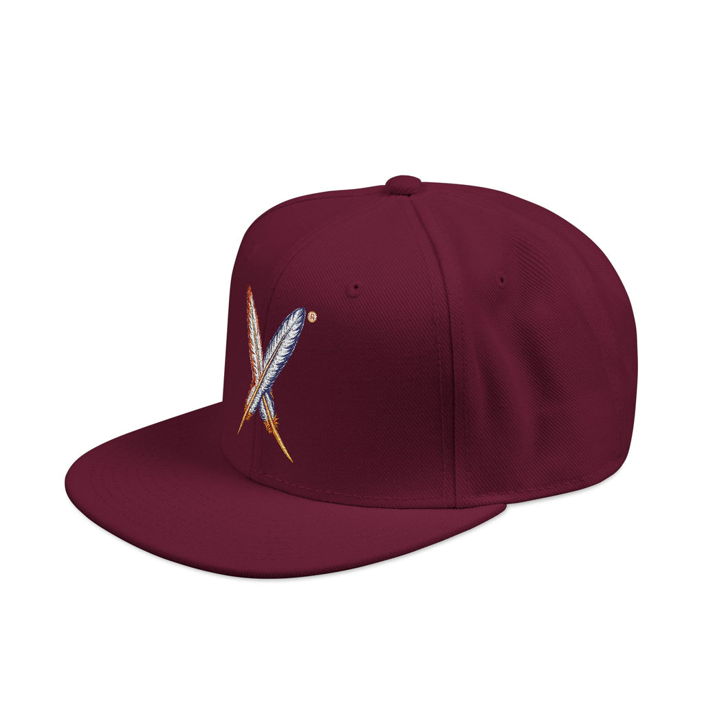 Embroidered Gold Feathered Logo Snapback Hat — Streetwear Baseball Cap
