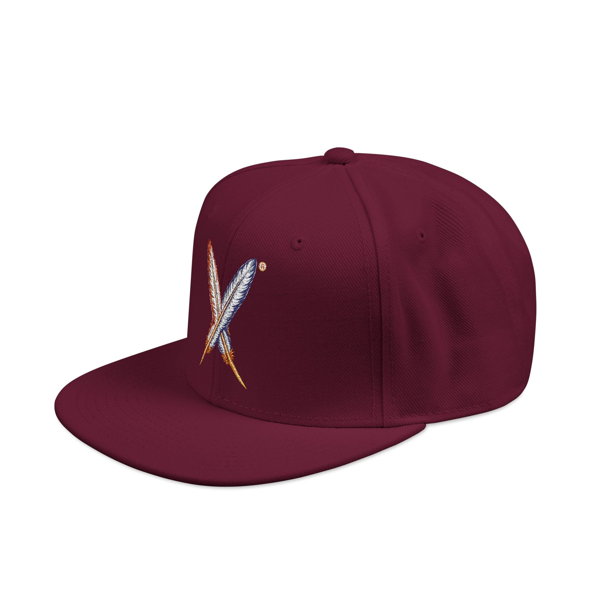 Embroidered Gold Feathered Logo Snapback Hat — Streetwear Baseball Cap