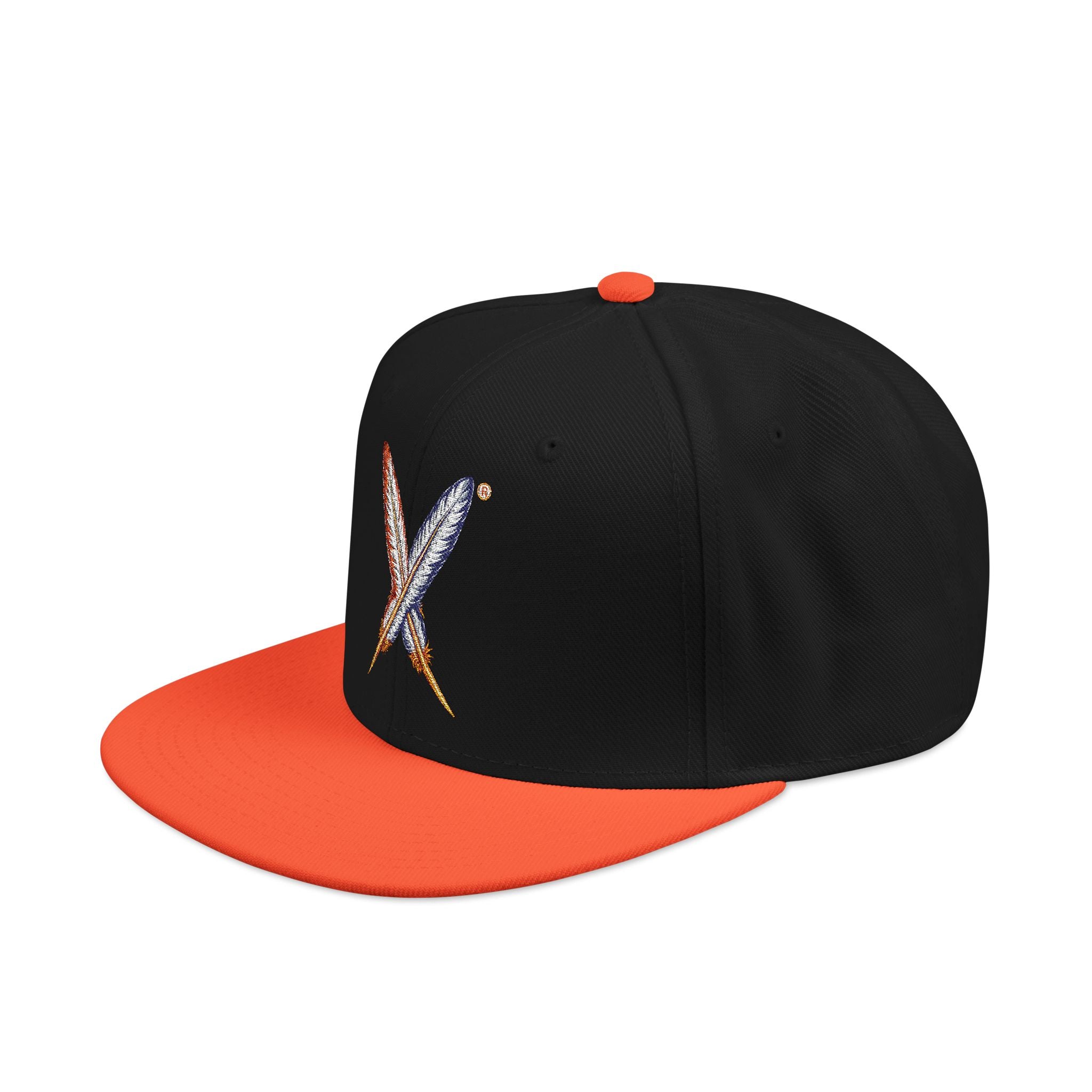 Embroidered Gold Feathered Logo Snapback Hat — Streetwear Baseball Cap