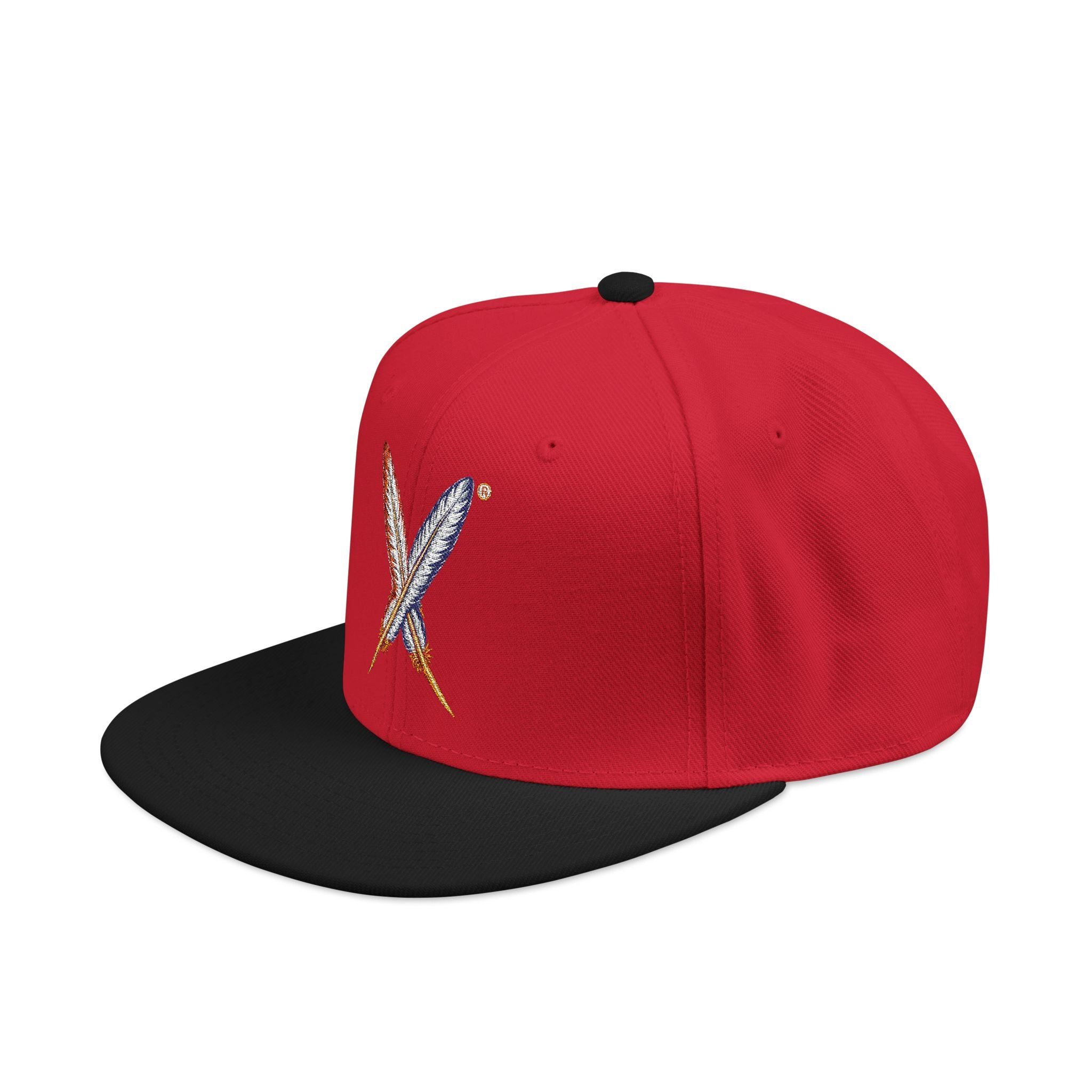 Embroidered Gold Feathered Logo Snapback Hat — Streetwear Baseball Cap