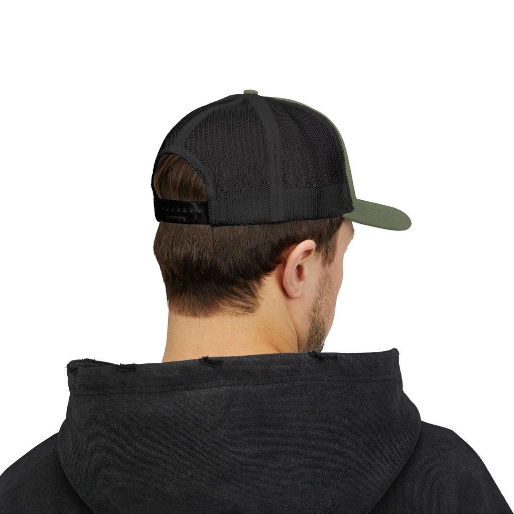 Embroidered Gold Feathered Surfboard Cross Snapback Trucker Cap