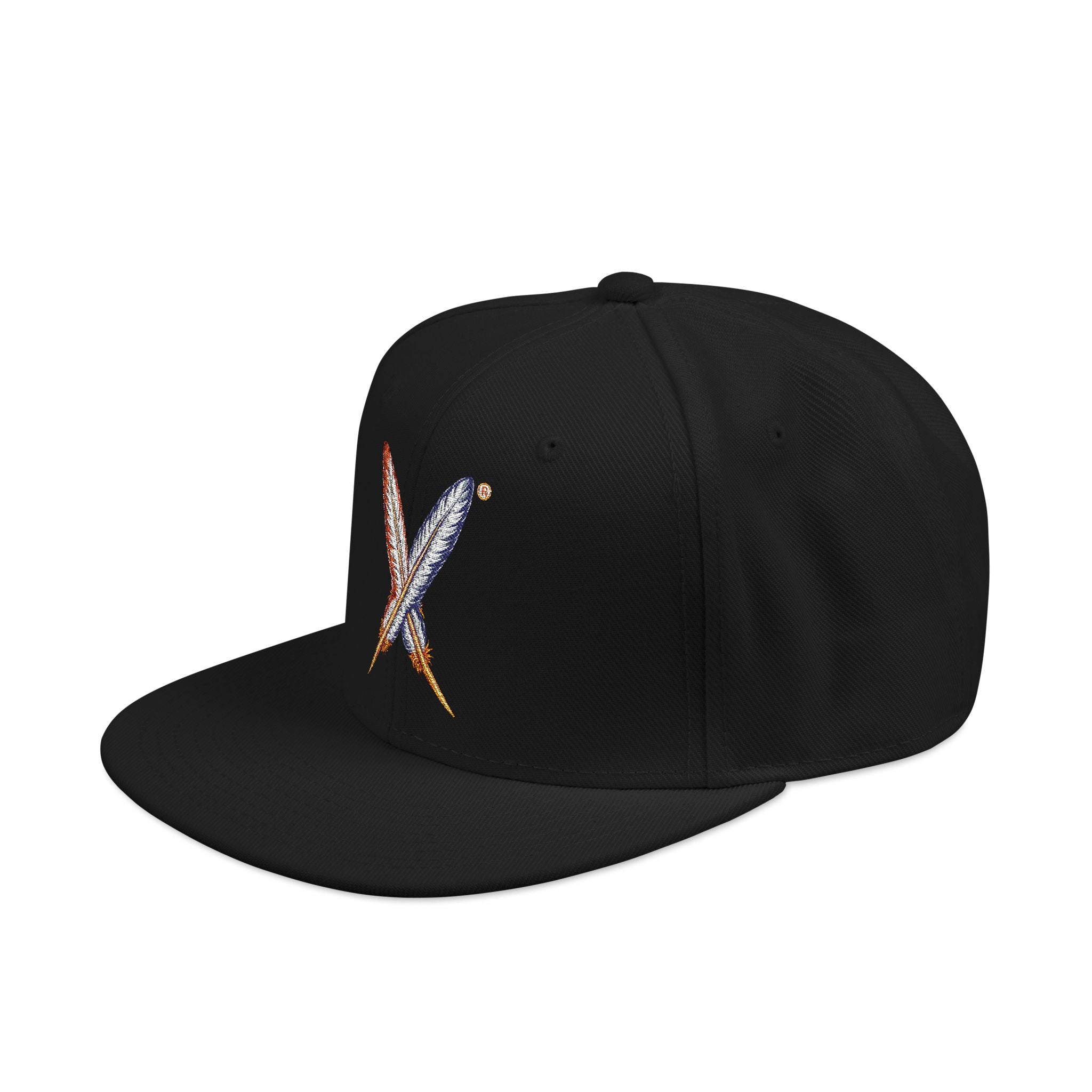 Embroidered Gold Feathered Logo Snapback Hat — Streetwear Baseball Cap