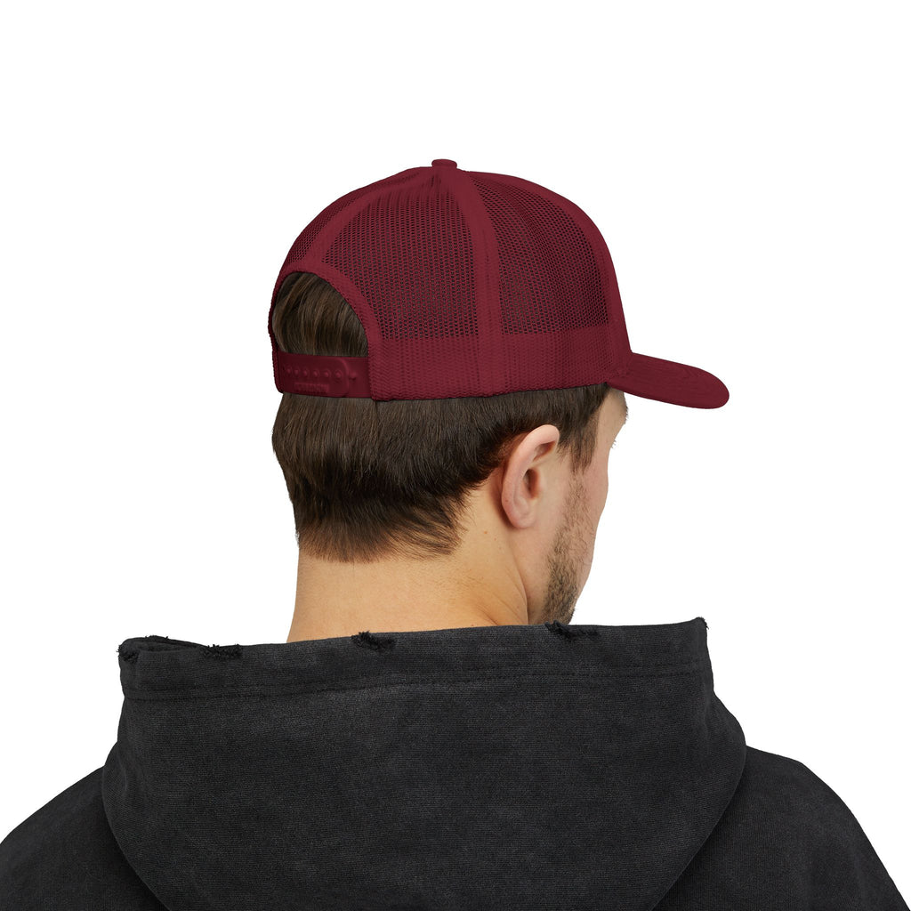 Embroidered Gold Feathered Surfboard Cross Snapback Trucker Cap