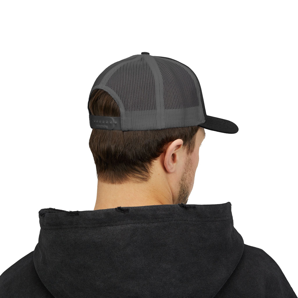 Embroidered Gold Feathered Surfboard Cross Snapback Trucker Cap