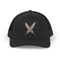 Embroidered Gold Feathered Surfboard Cross Snapback Trucker Cap