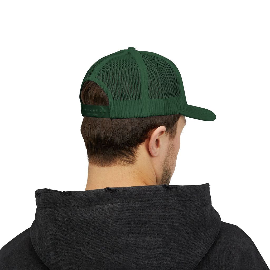 Embroidered Gold Feathered Surfboard Cross Snapback Trucker Cap