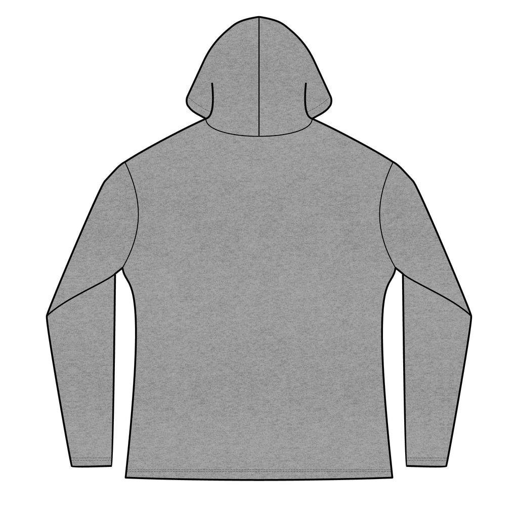 Activists X® Women’s Gray Long Sleeve Hoodie | Small Red feathered X Chest Design