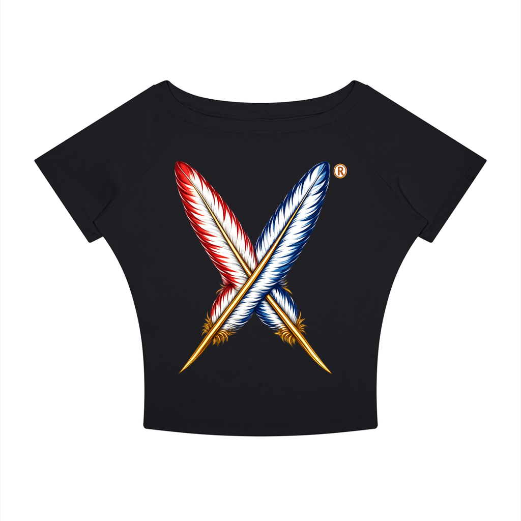 Women’s Gold feathered Boatneck Raglan T-Shirt